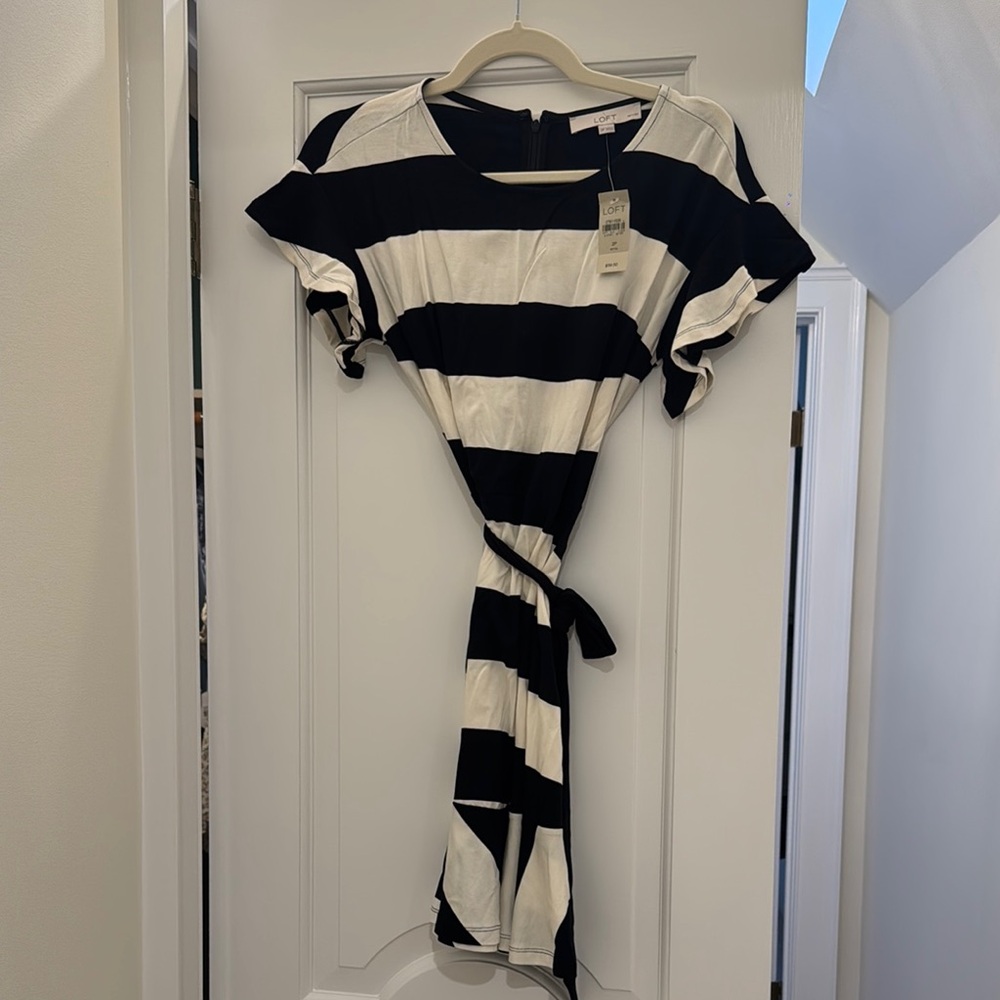 LOFT Monochrome Striped Dress